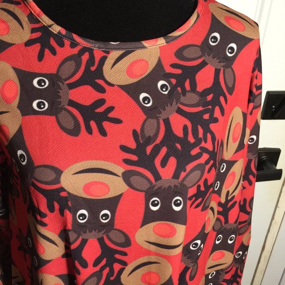 Misslook Ladies Tunic Top Size XL Holiday Reindeer - Picture 2 of 11